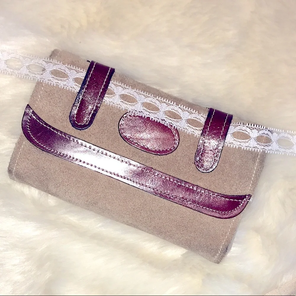Butter Soft Leather Suede TriFold Wallet, Coin Pockets & Checkbook/Calendar